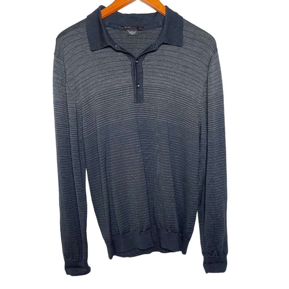 Nike Tiger Woods Collection Wool Sweater Golf Collared Gray Striped Size Medium